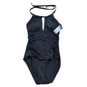 Lauren Ralph Lauren One Piece Swimsuit Tummy Control Halter Neck Black Sze 8 NWT
